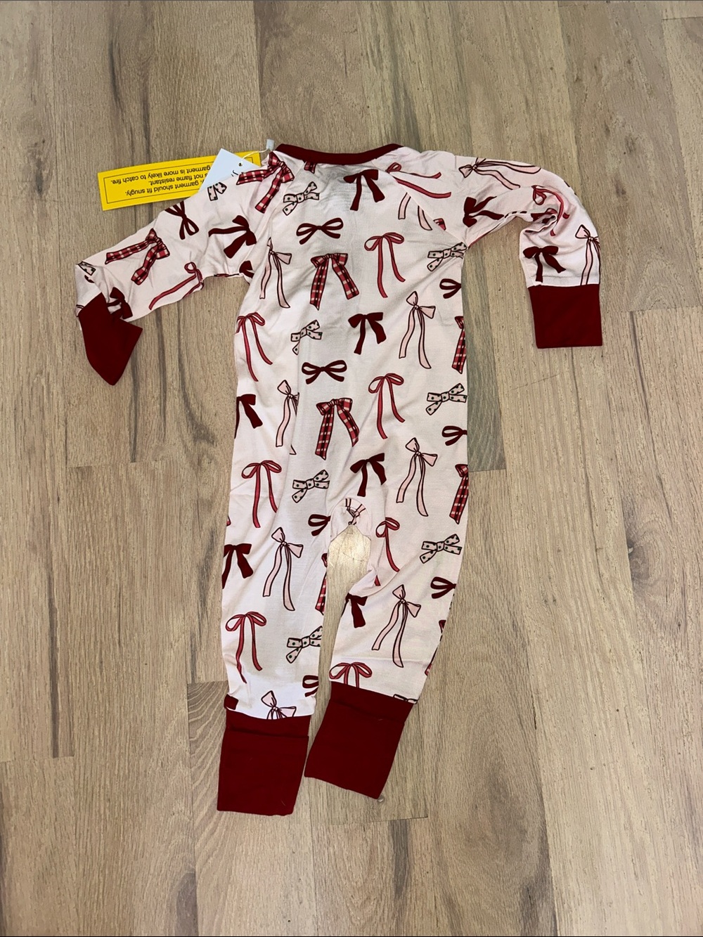 In my jammers Footed One-Piece with Red Bow Print